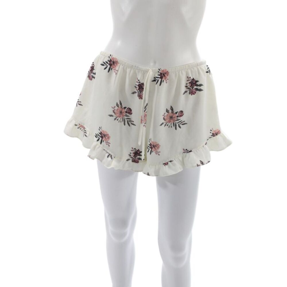 Honey Punch Unisex Floral White Drawstring Polyester Shorts Size L
